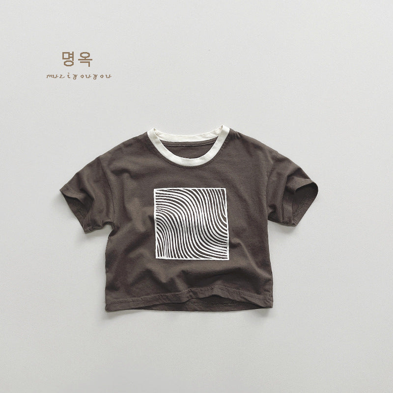 【BABY&KID】夏新作 コットンプリント半袖TシャツSK080808
