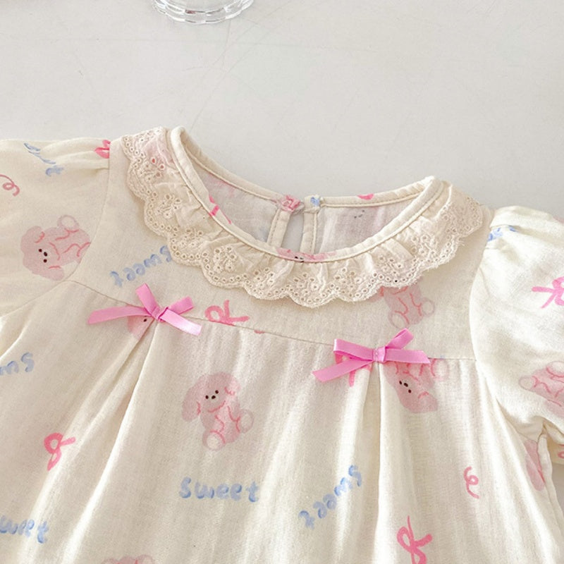 【BABY】夏新作 うさぎ蝶結びプリントセットアップSK092623