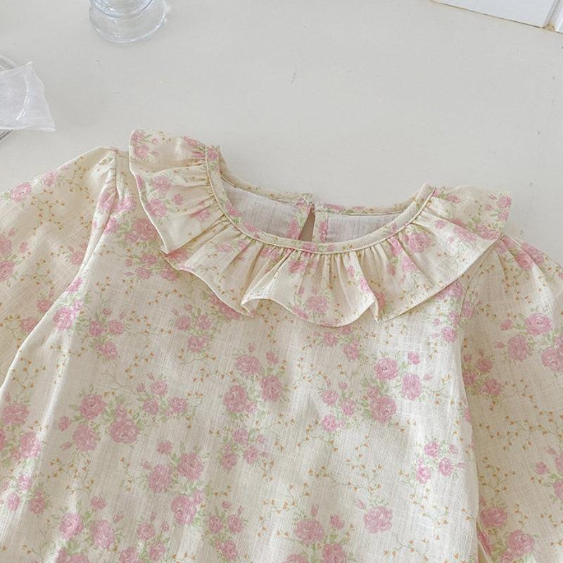 【BABY】花刺繍サロペットロンパース&小花柄ブラウスSK100413