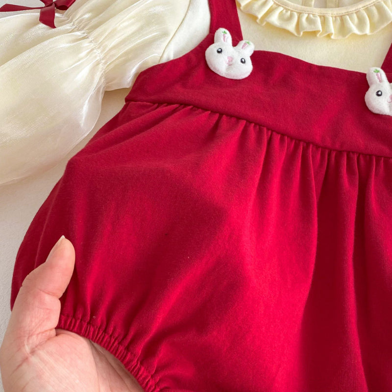 【BABY】小兔パフスリーブロンパースSK092808