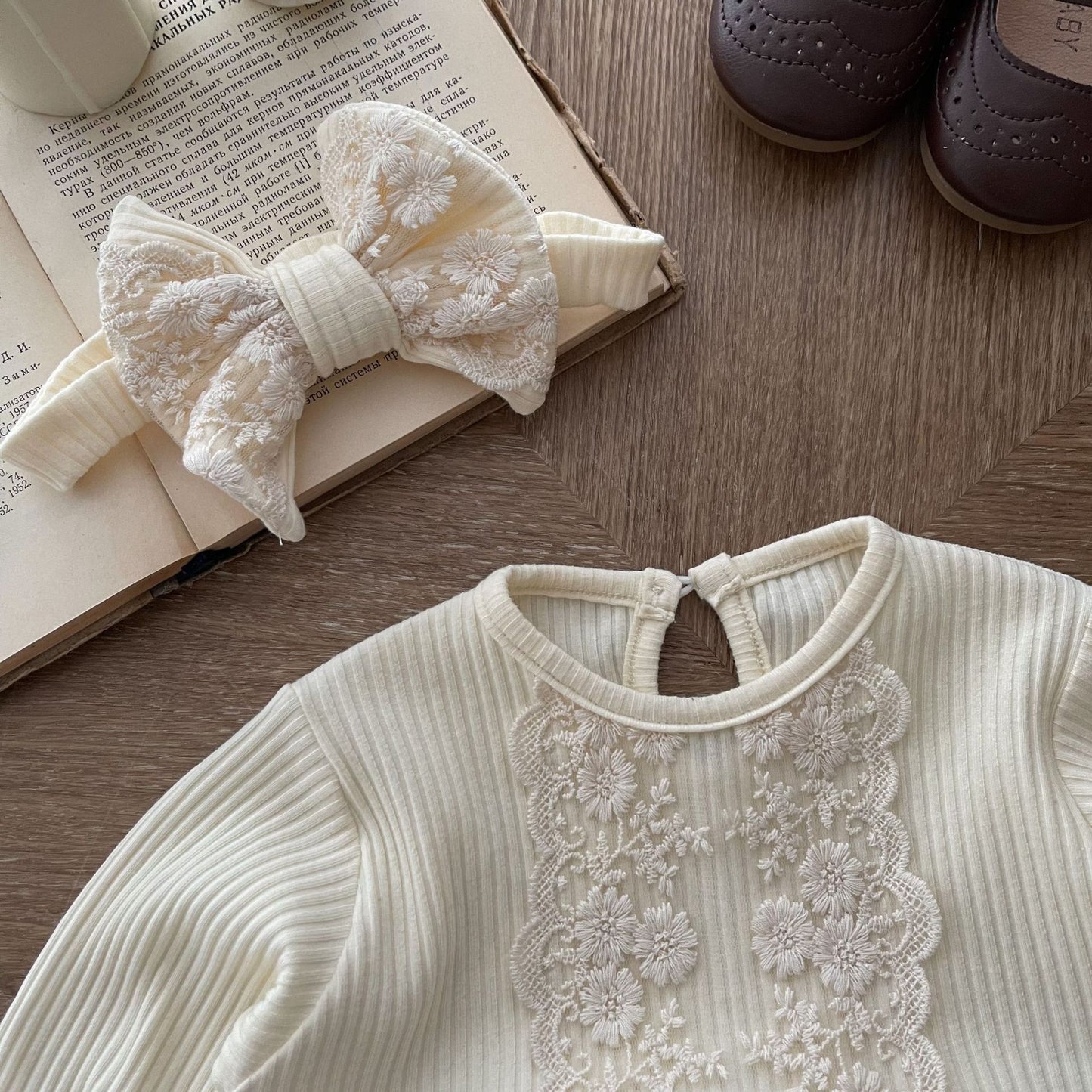 【BABY&KID】韓国風 レースワッフルロンパースSK021701