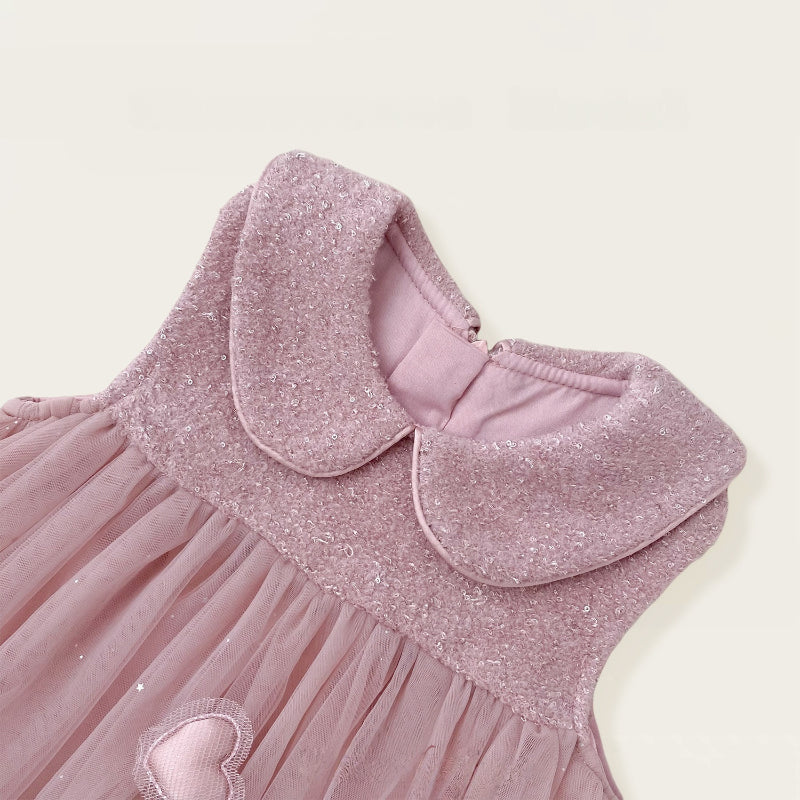 【BABY&KID】冬新作 立体ハートチュールワンピース&ニットセーターSK102429