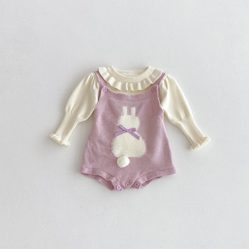 【BABY】うさぎニットキャミロンパース&丸襟ニットセーターSK092414