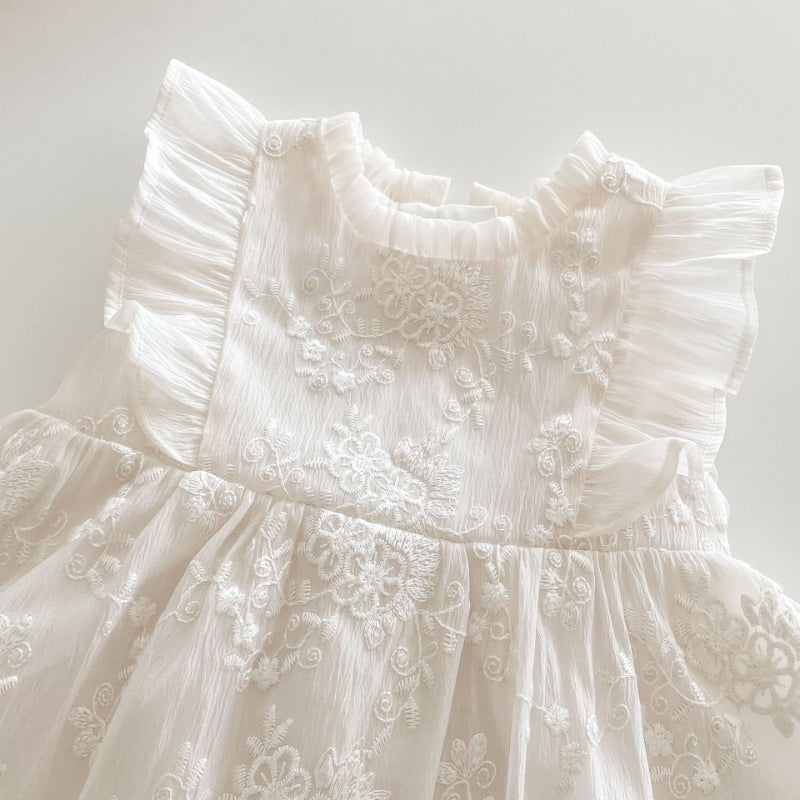 【BABY&KID】夏新作 無地レース刺繍ワンピースSK070510