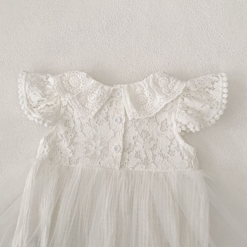 【BABY】夏新作 フラワー刺繍ロンパースSK080101