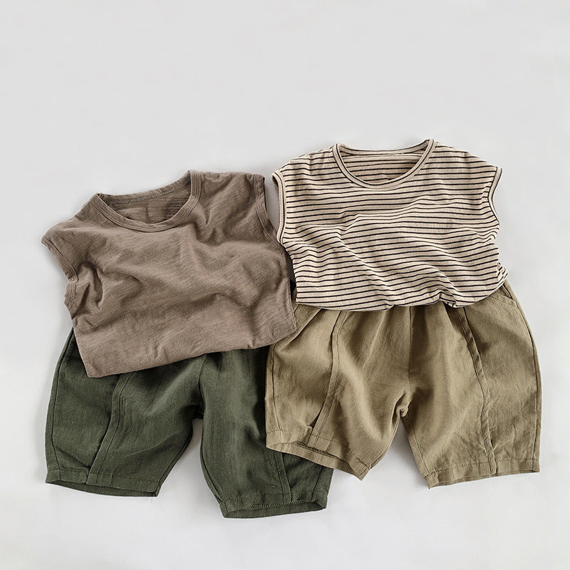 【BABY&KID】夏新作 ノースリーブボーダーTシャツSK080812