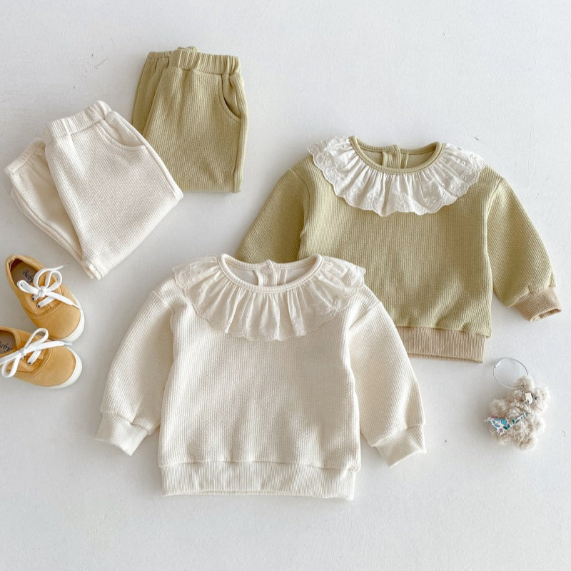 【BABY&KID】無地レース襟セットアップSK092716
