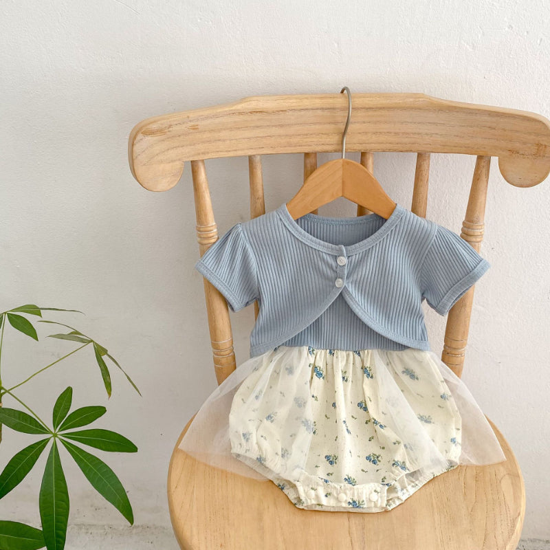 【BABY】夏新作 メッシュロンパース&カーディガンセットアップSK071908