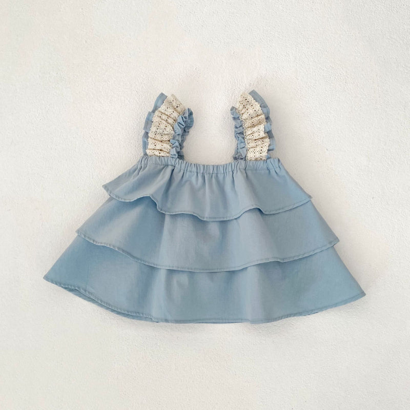 【BABY&KID】夏新作 無地レースキャミセットアップSK071925