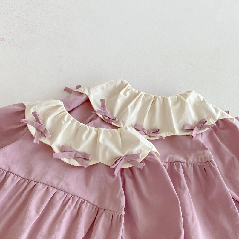 【BABY】蝶結び丸衿ロンパース、ワンピースSK100123