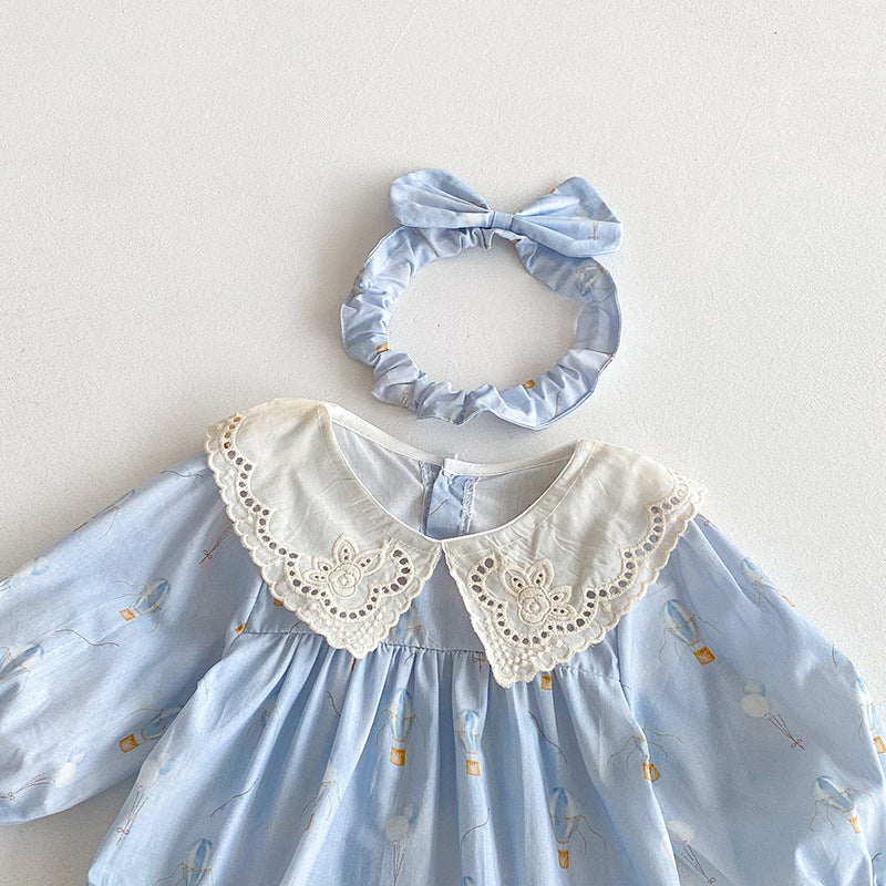 【姉妹服】バルーン刺繍襟ロンパース、ワンピースSK101116