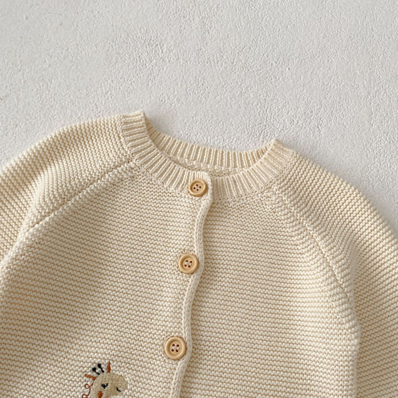 【BABY】キリン&ゾウ刺繍ニットカーディガンSK102408