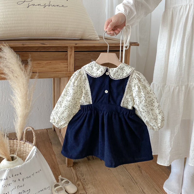 【BABY&KID】刺繍ベストワンピース/小花柄ブラウスSK011028