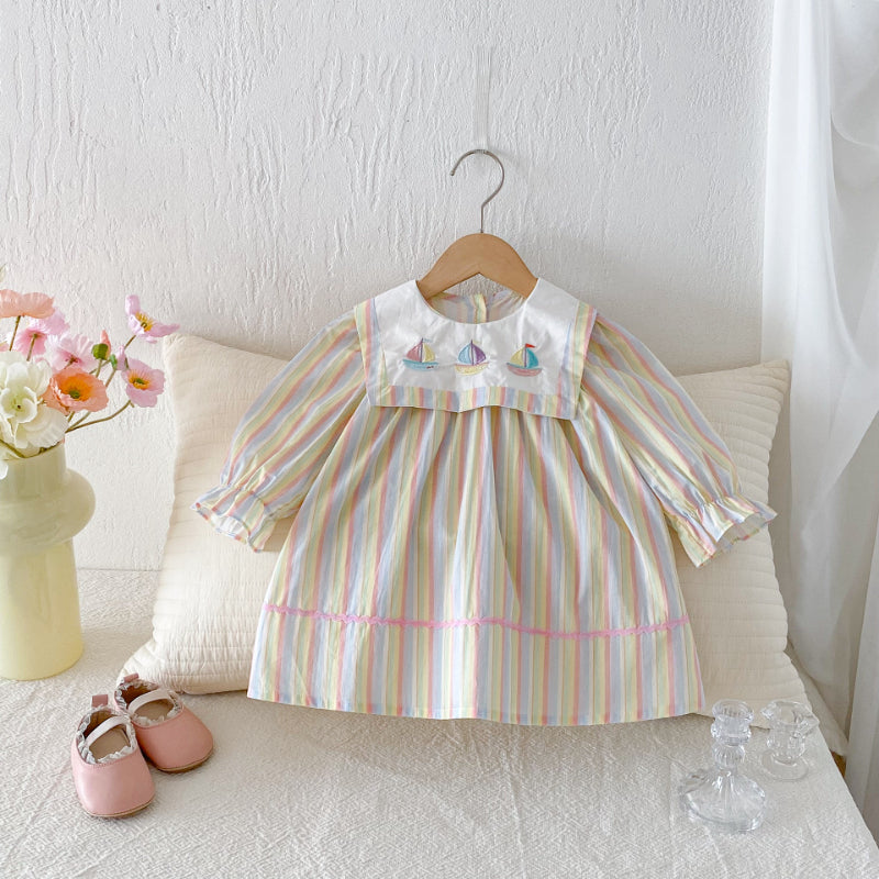 【BABY&KID】カラフル帆船刺繍ワンピースSK011020