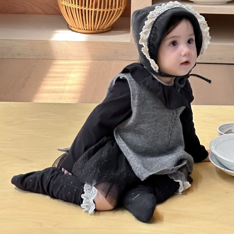 【BABY-予約限定】ニットベスト&フリル襟ロンT&ふんわりチュールパンツ3点セットSK102232