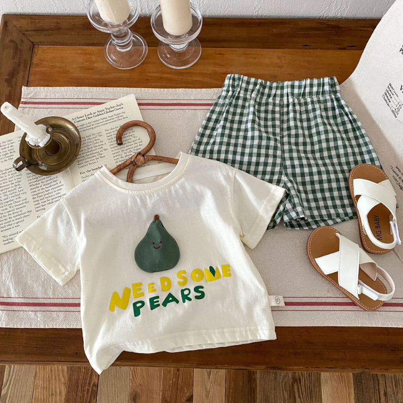 【BABY&KID】夏新作 アルファベットTシャツ&チェックショートパンツSK070210