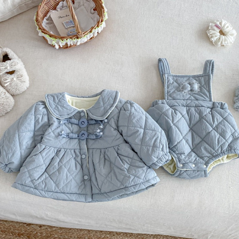 【BABY】冬新作 リボン裏起毛キャミロンパース、アウターSK102126
