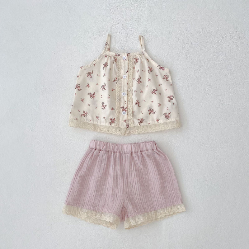 【BABY&KID】夏新作 花柄キャミソール&ショートパンツセットアップSK071928