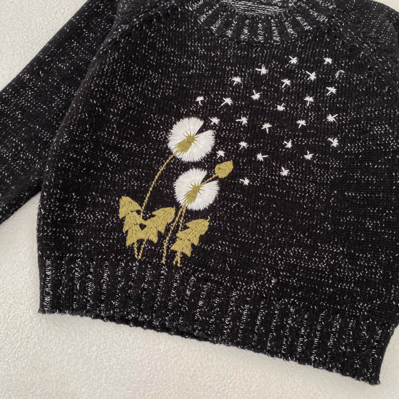 【BABY&KID】立体刺繍クルーネックプルオーバーニットSK100630