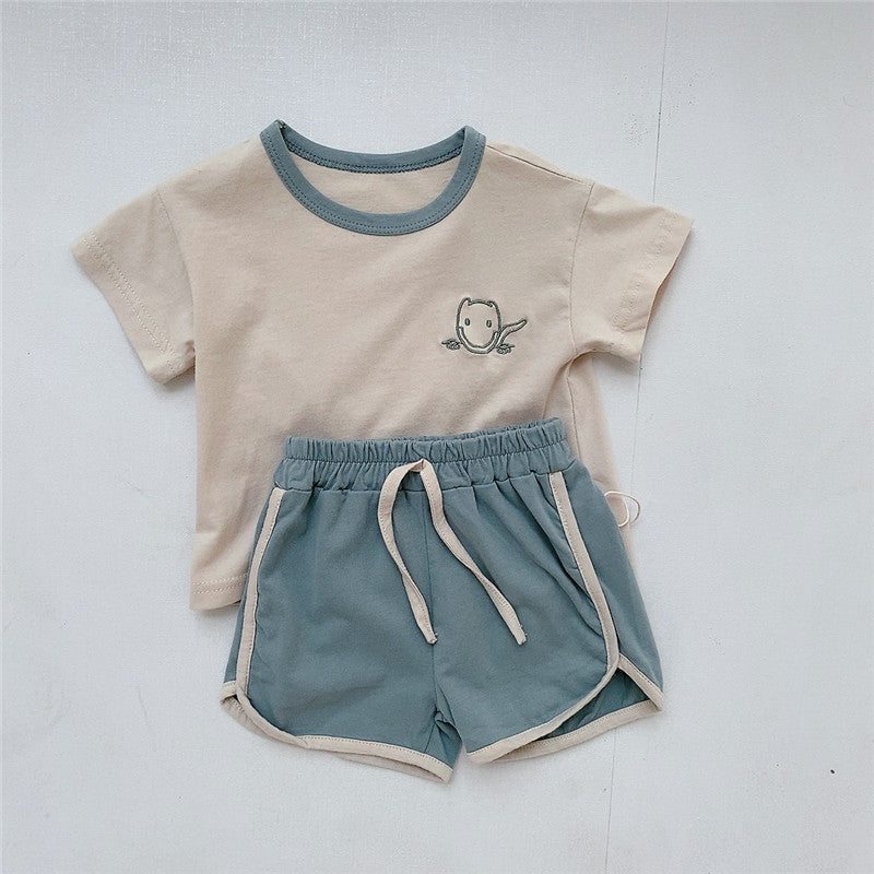 【BABY】夏新作 カートゥーン刺繍セットアップSK082704