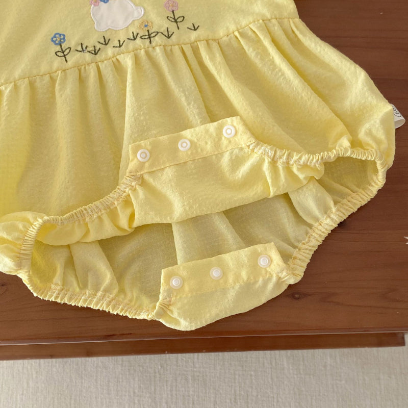 【BABY】夏新作 うさぎ刺繍ロンパースSK070108