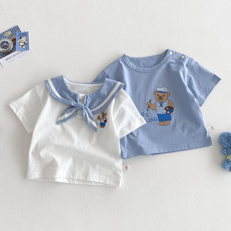 【BABY&KID】夏新作 ネイビー風クマTシャツ、星柄ジーンズSKO71207