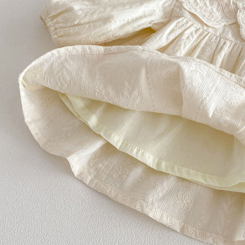 【BABY&KID】襟付きジャカード長袖ワンピースSK104320