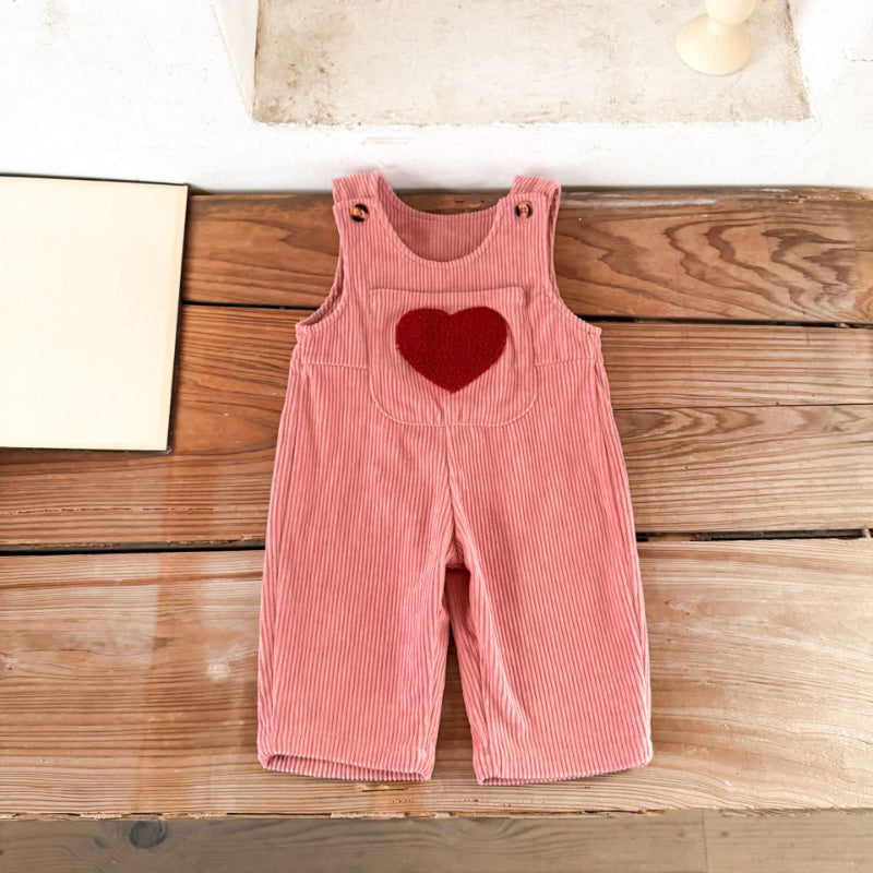 【BABY】コーデュロイハート刺繍サロペットSK100819
