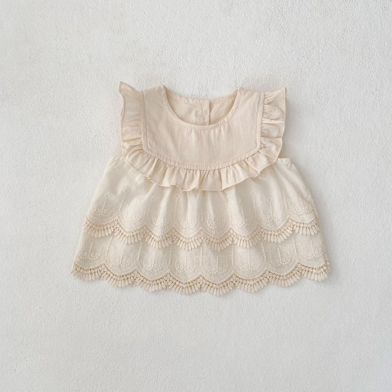 【BABY&KID】夏新作 おしゃれ刺繍ノースリーブセットアップSK071926