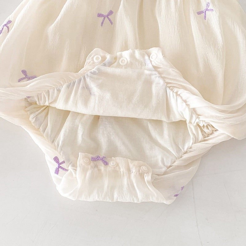 【BABY】夏新作 刺繍蝶結び柄ロンパースSK090602