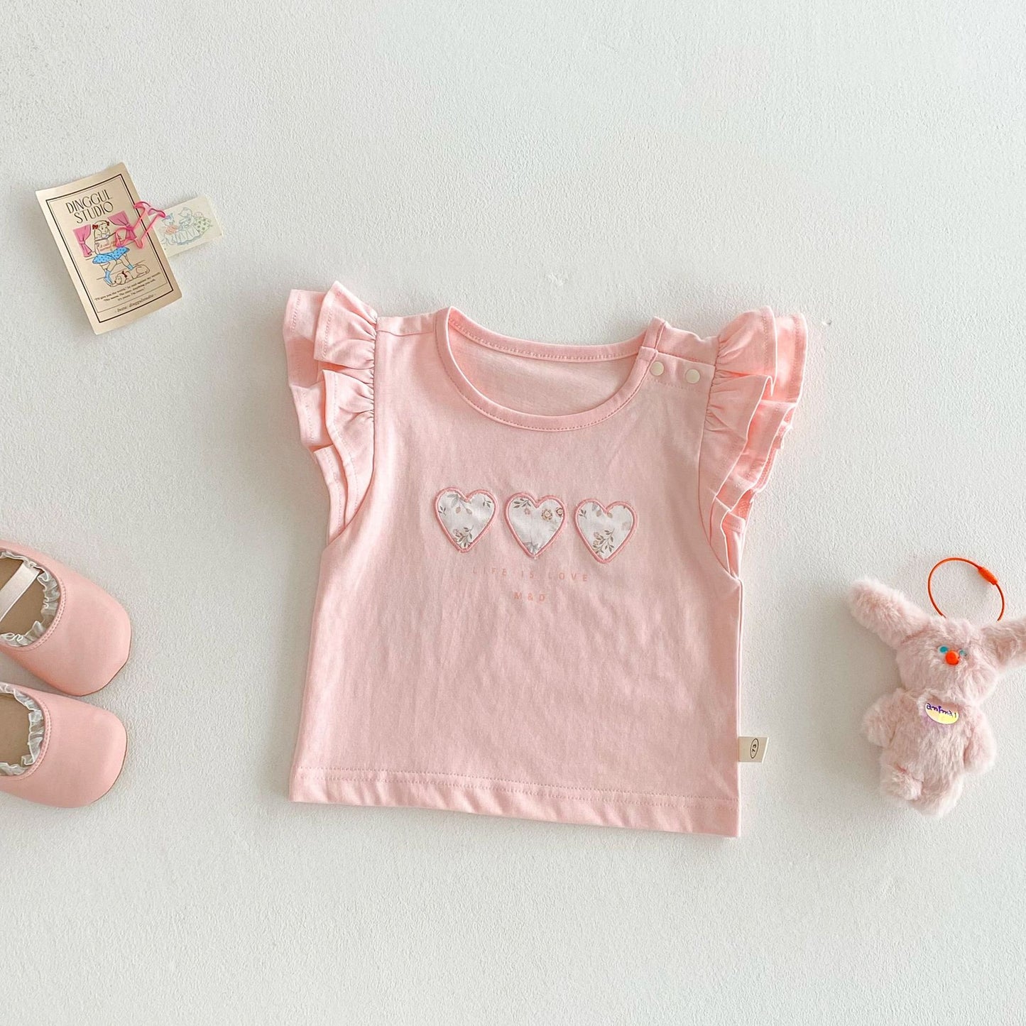 【BABY&KID】夏新作 フライングスリーブ花柄TシャツSKO71211