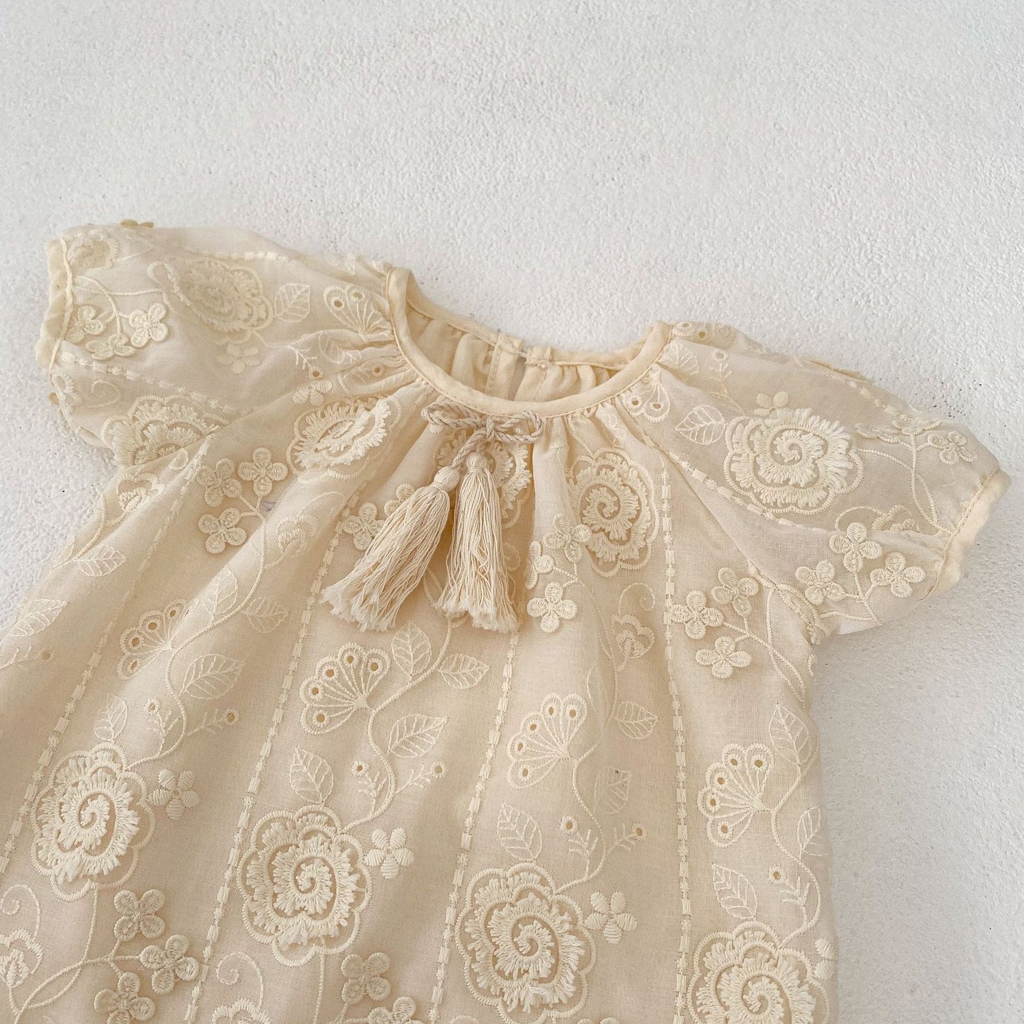 【BABY&KID】夏新作 立体花刺繍半袖ワンピースSK063107