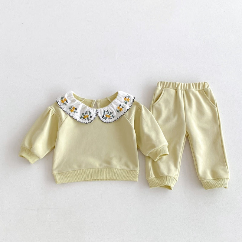【BABY&KID】フラワー刺繡襟セットアップSK032206