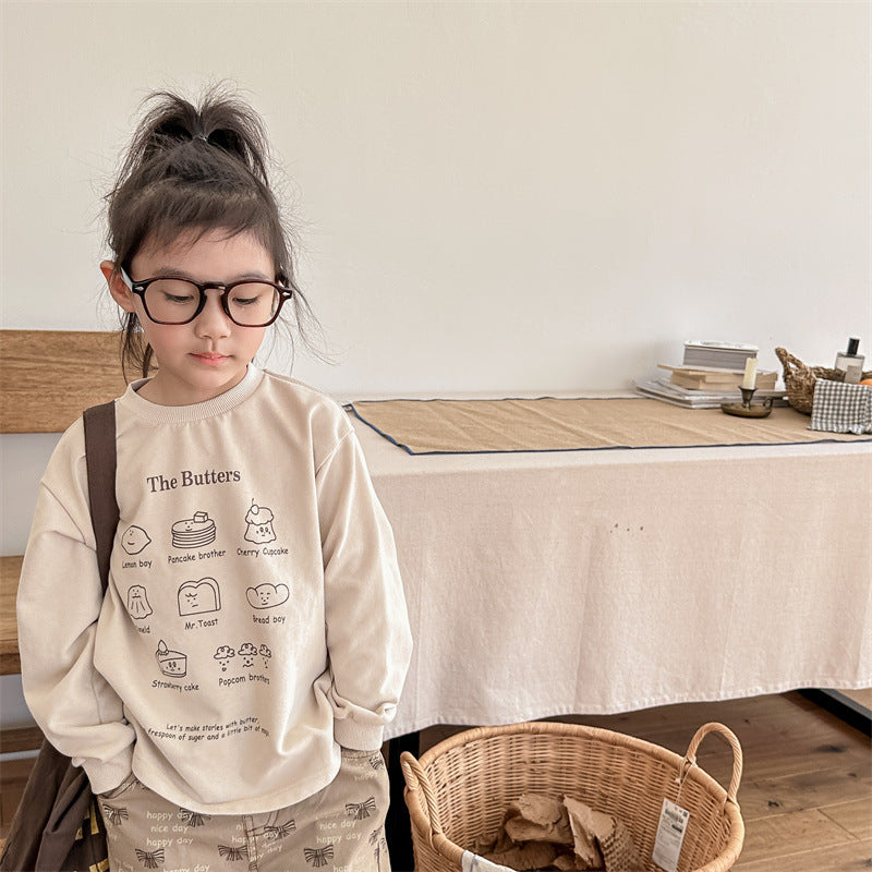 【BABY&KID】パン柄長袖トップスSK102334