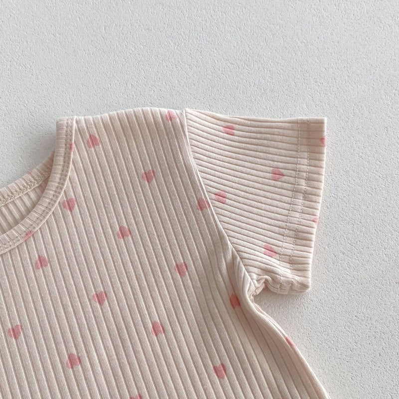 【BABY&KID】夏新作 ハートTシャツ&ボーダーショートパンツSK080212