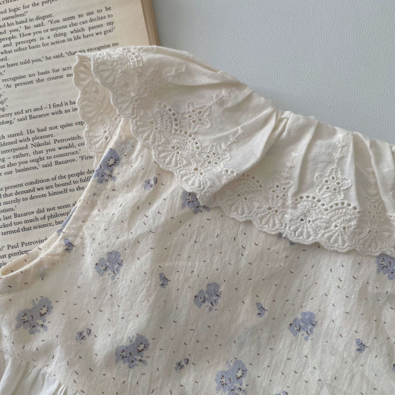 【BABY】夏新作 花柄刺繍フラワーロンパースSK081704