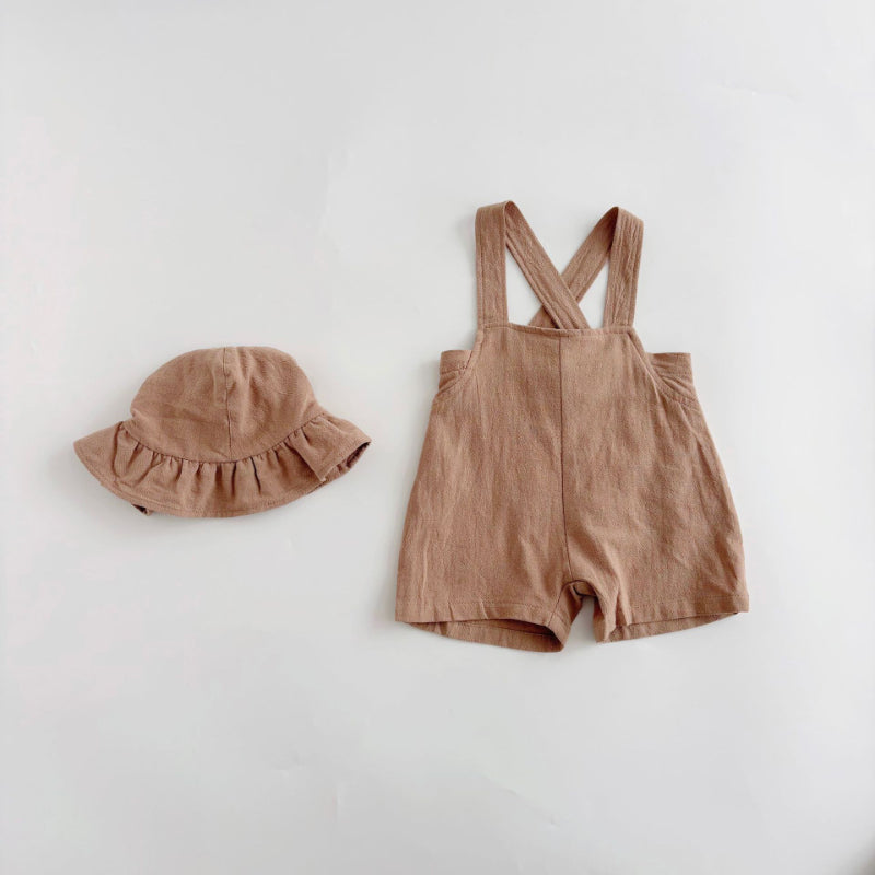 【BABY】夏新作 ナチュラル無地サロペット&帽子、TシャツSK072224