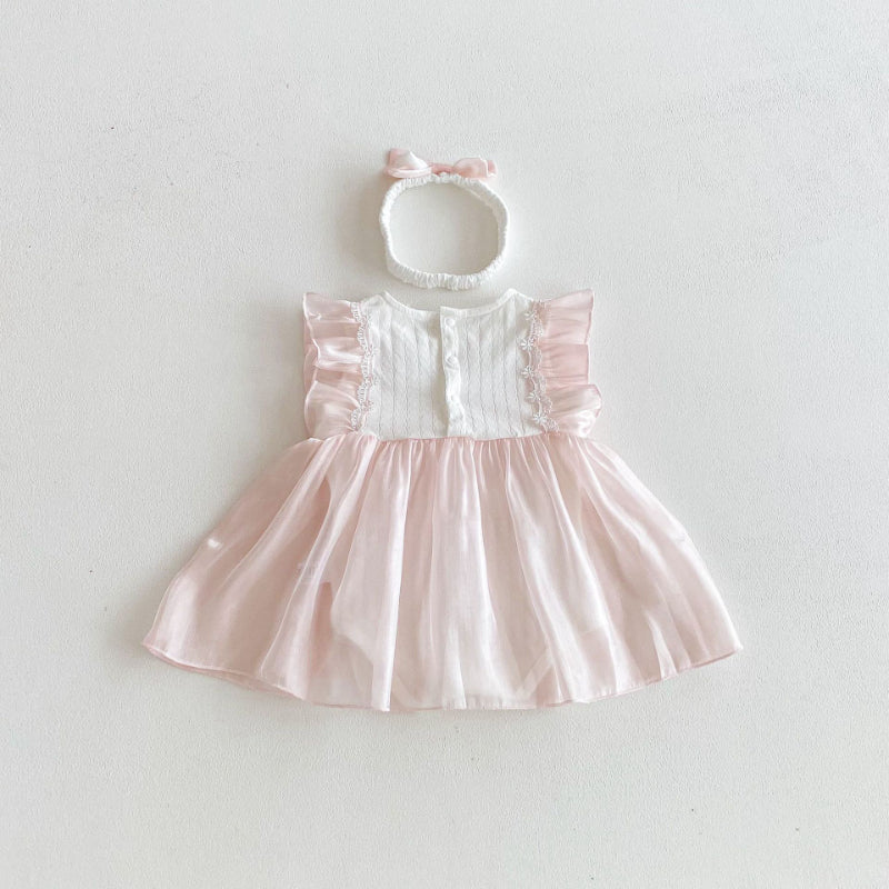 【BABY】リボンチュールロンパースワンピSK103615