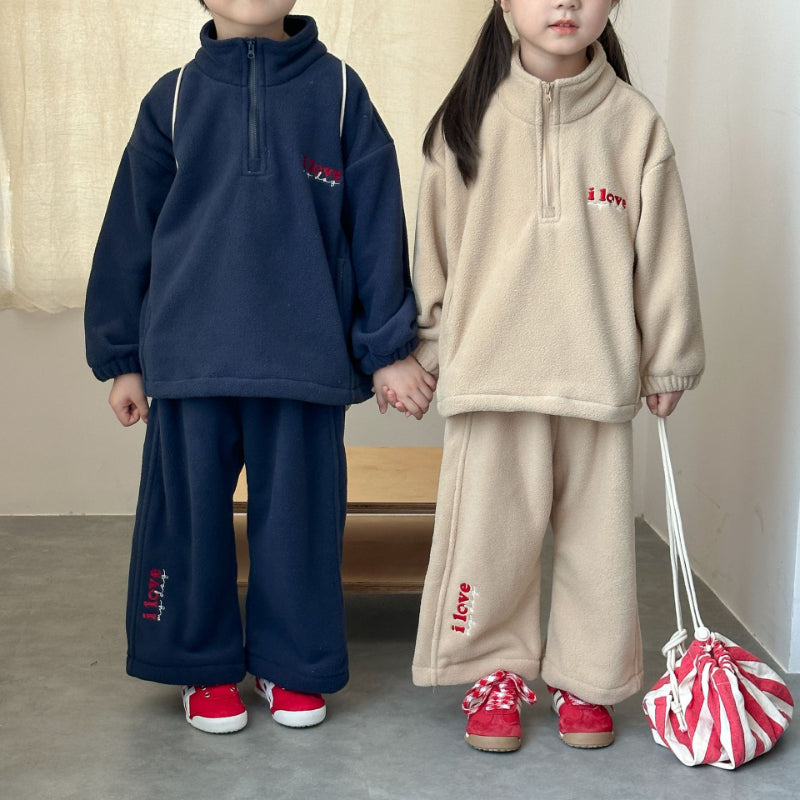 【BABY&KID】冬新作 ハイネック英字ロゴフリースセットアップSK102033