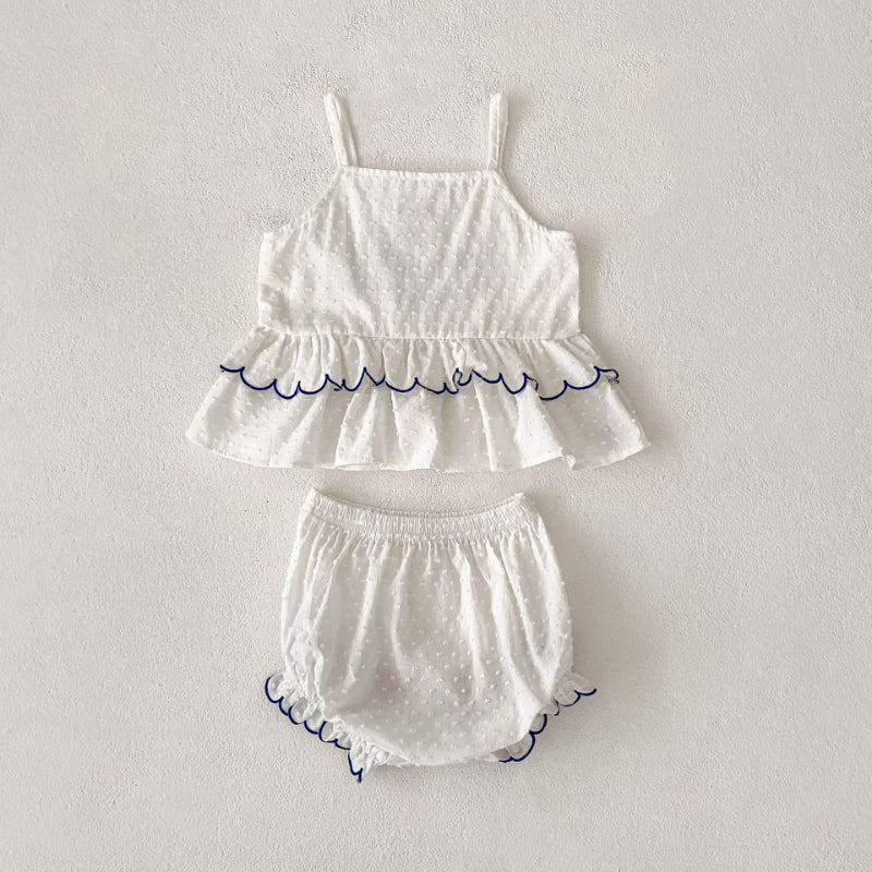【BABY&KID】夏新作 フラワー刺繍キャミセットアップSK081608