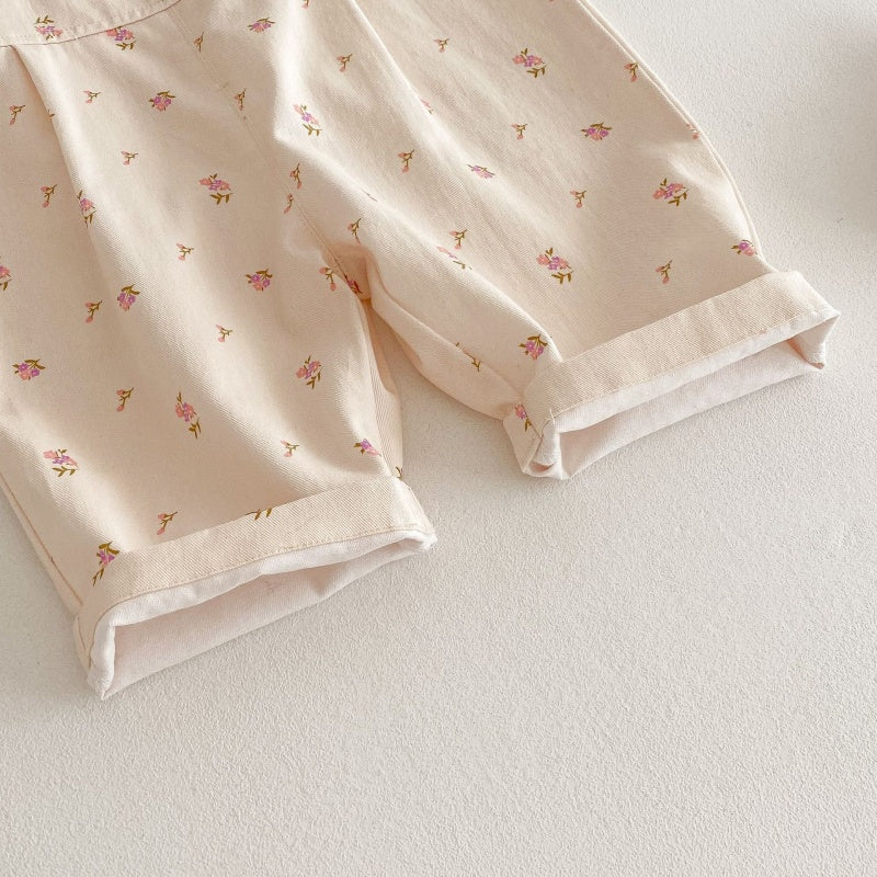 【BABY&KID】小花柄サロペット、刺繍襟シャツSK107212