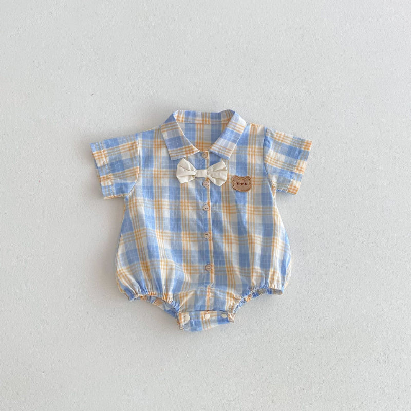 【BABY】夏新作 Sweet bearチェックロンパース、サロペットSK062910
