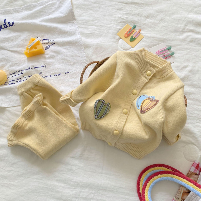 【BABY】ハートカーディガン&ニットパンツセットアップSK092907