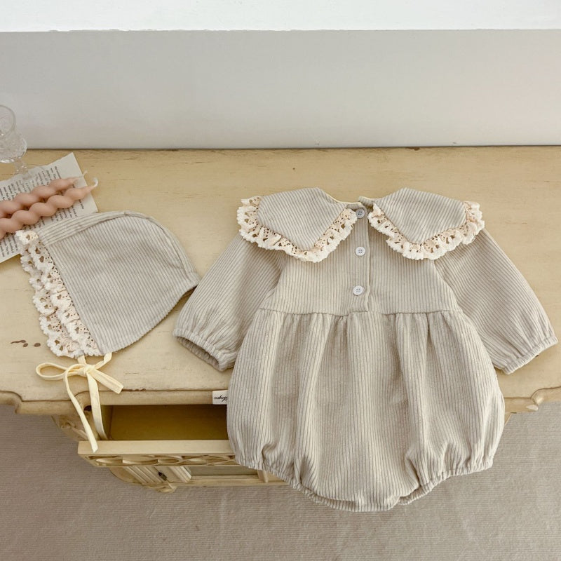 【BABY】コーデュロイ襟付きフリルロンパースSK101531