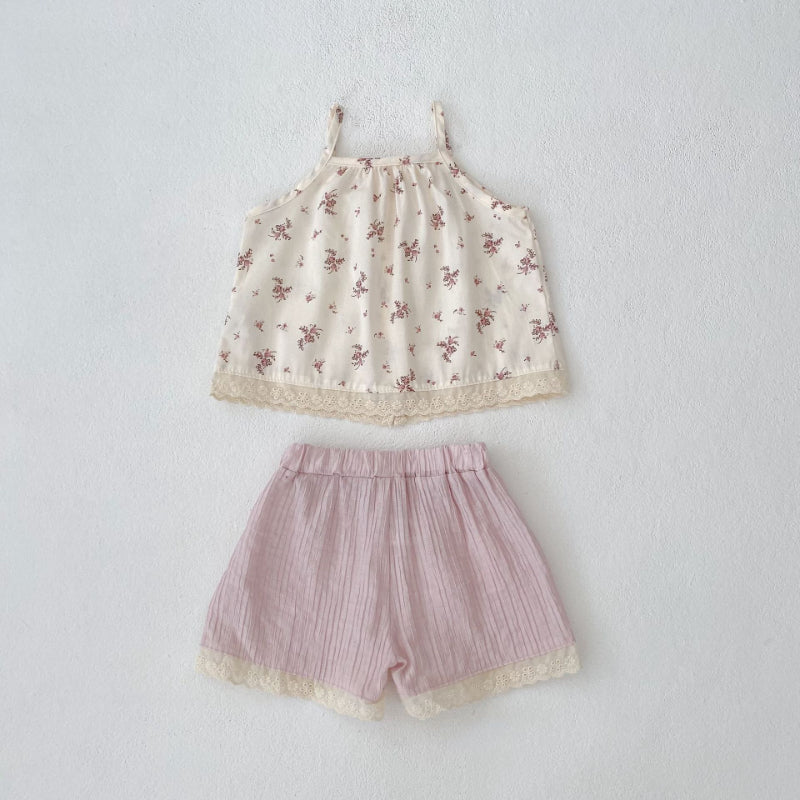 【BABY&KID】夏新作 花柄キャミソール&ショートパンツセットアップSK071928