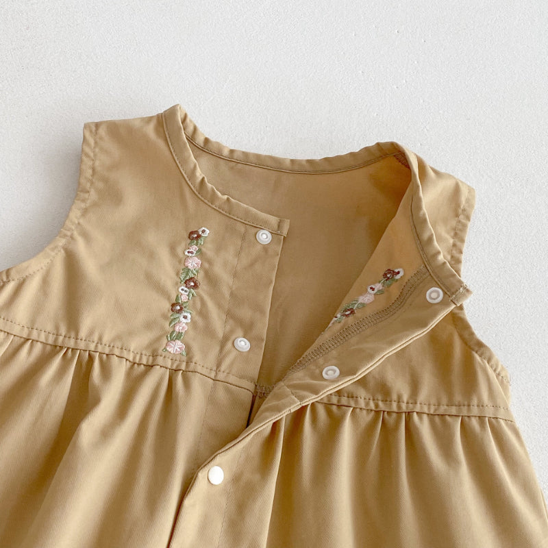 【BABY】花刺繍サロペット&レース襟ブラウスSK092516
