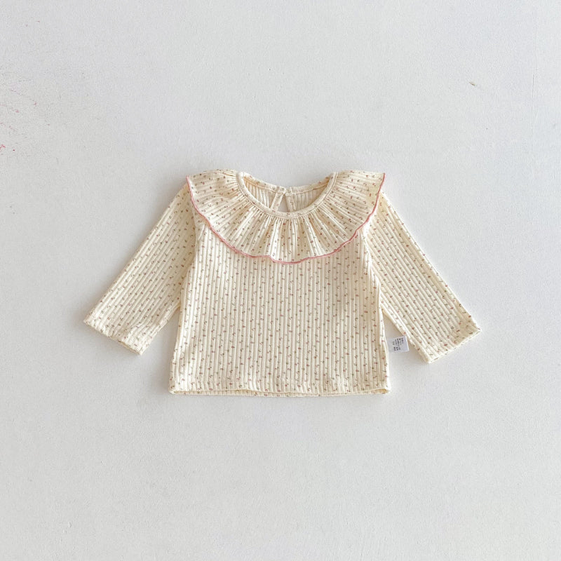 【BABY】プリント長袖フリル襟TシャツSK100823