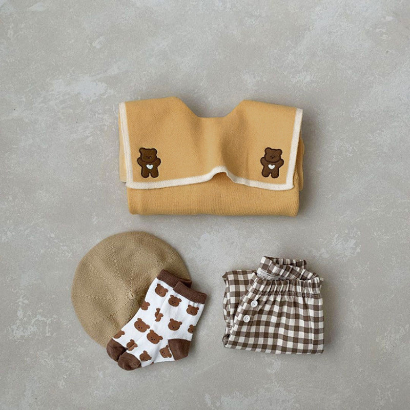 【BABY】くま刺繍ビッグカラーニットカーディガンSK101536