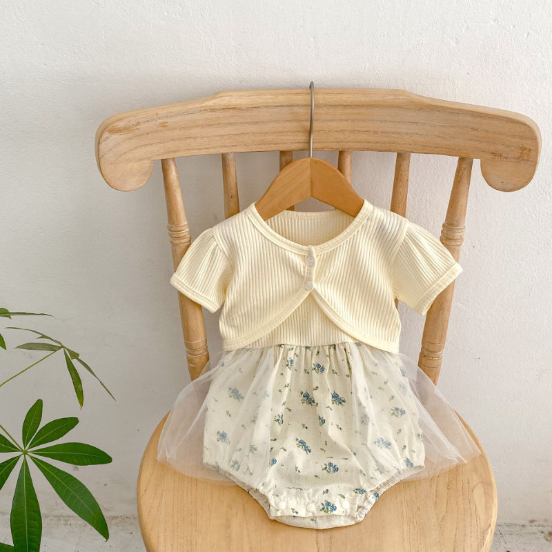 【BABY】夏新作 メッシュロンパース&カーディガンセットアップSK071908