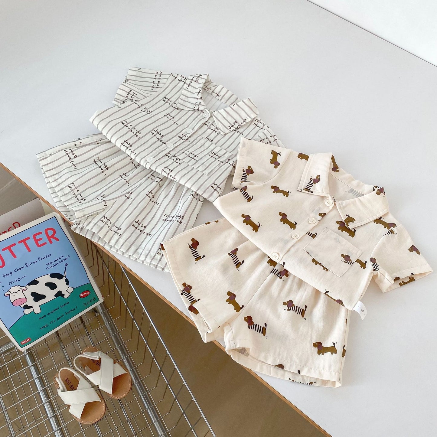 【BABY&KID】夏新作 ストライプ、ペット柄セットアップSK061804